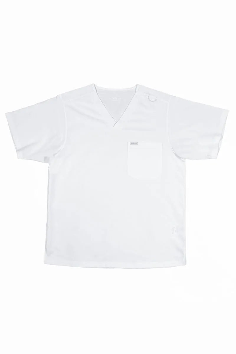 Uniforme Quirúrgico Four Way Stretch Blanco para hombre con cuello en v