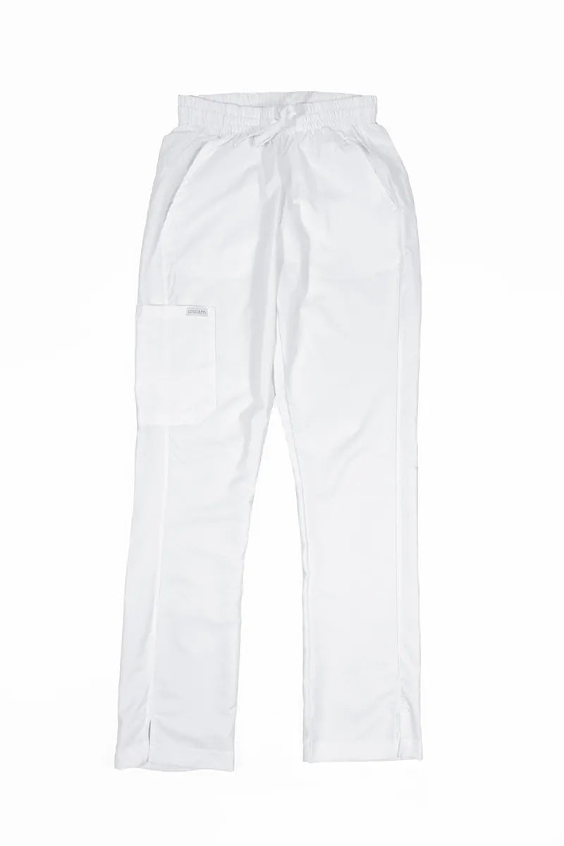 Uniforme Quirúrgico Four Way Stretch Blanco para hombre con pantalón recto